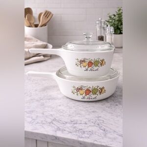 Vintage CorningWare “Spice of Life” Skillet & Saucepan Set – P-83-B & P-82-B